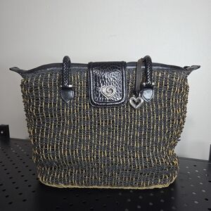 Brighton Woven Gold And Black Tote Bag, Purse, Excellent Condition